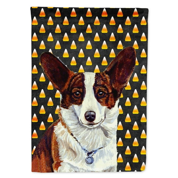 Carolines Treasures LH9074-FLAG-PARENT Corgi Candy Corn Halloween Portrait Flag  multicolor