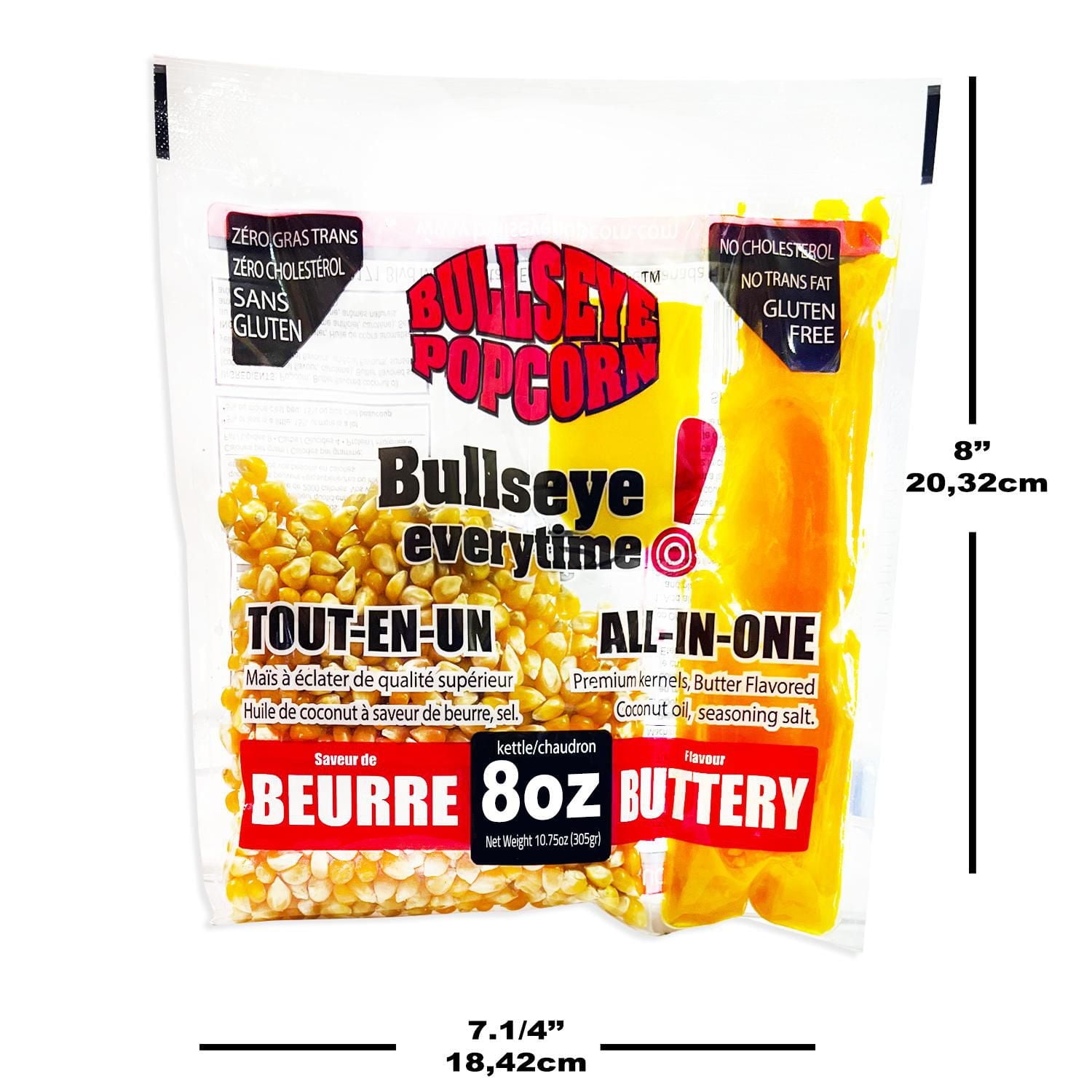 Bullseye Popcorn tout-en-un riche goût de beurre comme au cinéma de 8oz / 226.8 grammes