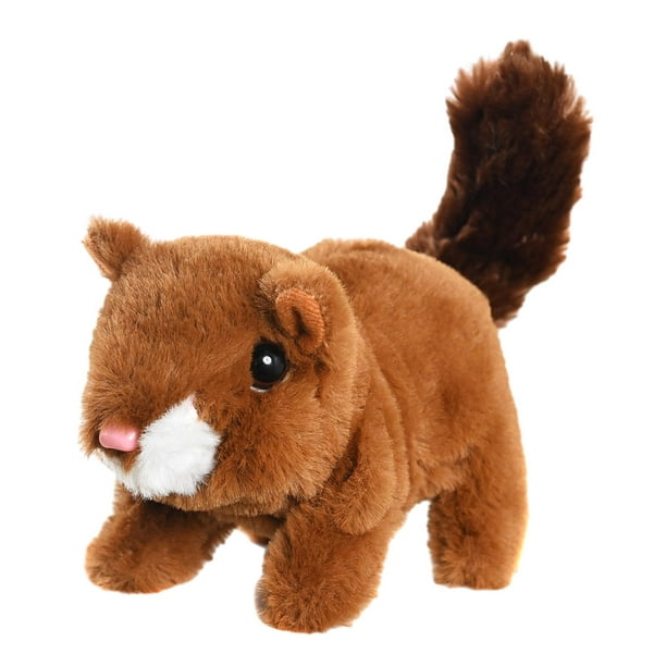 Juguete de peluche eléctrico Ardilla Compañero Animal de peluche Sonido animado Juguete de peluche suave Marrón