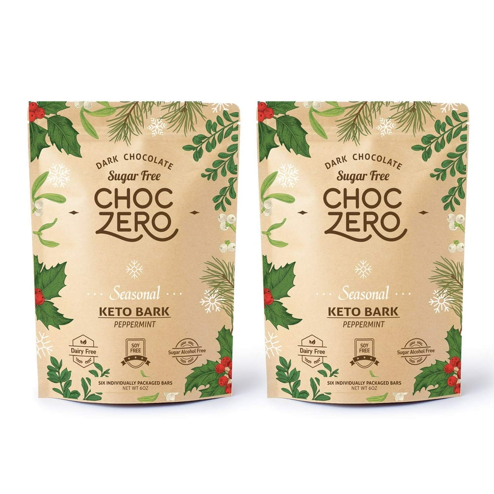 ChocZero's Dark Chocolate Peppermint Keto Bark. Sugar Free, Low Carb