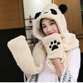 thumbnail image 4 of XIAOCHA Womens Panda‑Print Hooded Scarf Hat Plush Hats for Fall Winter Walk Hoodedscrafthats,Beige, 4 of 7