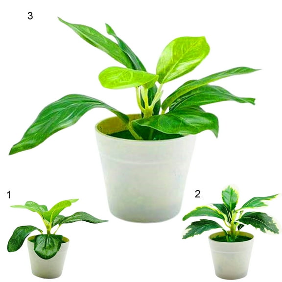 Walbest 6.7" Artificial Potted Green Plant Realistic Plastic Imitative Bonsai Plants for Home Desktop Decor