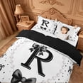 thumbnail image 3 of meiyoeat Black Kawaii Bowknot Twin Duvet Cover For Girls,Modern Personalized Initial R Twin Bedding For Kids,Black Reversible,2pcs(No Comforter), 3 of 6