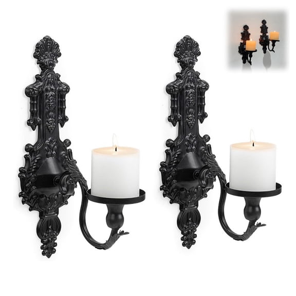 Dserhfy Vintage Wall Sconces Candle Holder Gothic Iron Art Tealight Candle Holder Living Dining Room Bedroom Wall Mount Candlestick Decoration
