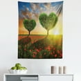 thumbnail image 1 of Trees Tapestry, Poppy Field Heart Shaped Branches Sunset Cloudy Sky Rural Romantic Meadow, Fabric Wall Hanging Decor for Bedroom Living Room Dorm, 5 Sizes, Scarlet Green Orange, by Ambesonne, 1 of 1