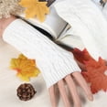 thumbnail image 2 of Weikingp Warm Gloves Women Winter Warm Fingerless Gloves Crochet Thumbhole Knit Wrist Warmers Mittens (Clearance) White Knitted yarn, 2 of 3
