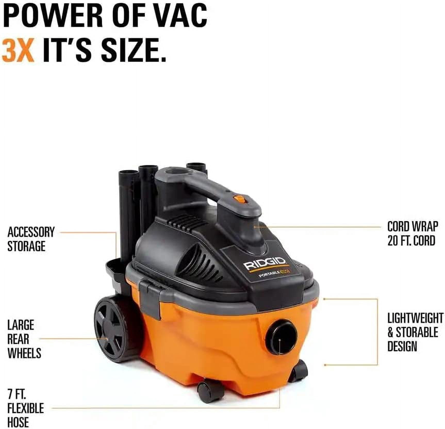 4 Gallon 5.0 Peak HP Portable Wet/Dry Shop Vacuum with Fine Dust Filter, Hose, Accessories and Premium Car Cleaning Kit