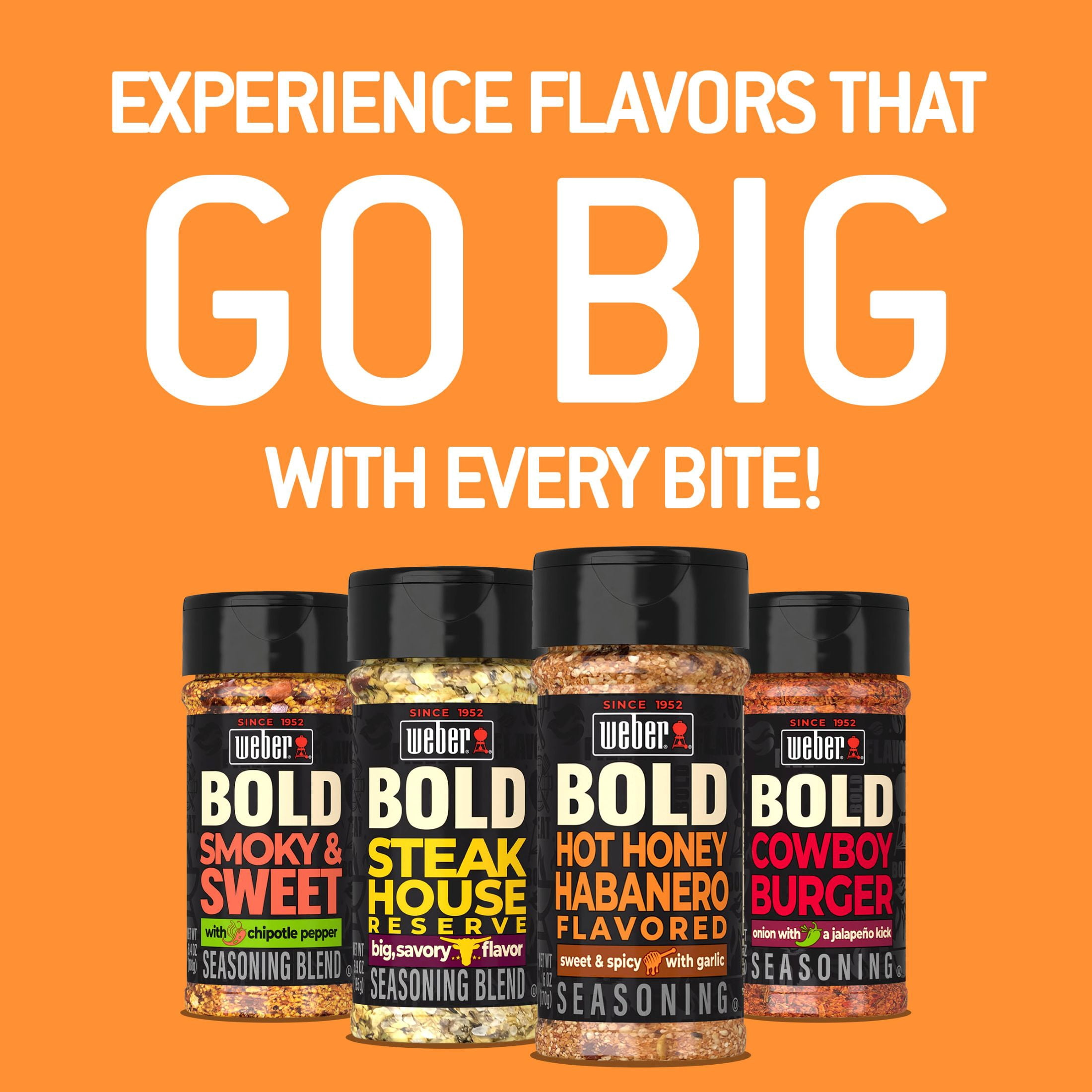 Weber BOLD Hot Honey Habanero Flavored, Chili Pepper and Honey Seasoning Blend, 6 oz Bottle