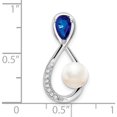 thumbnail image 3 of 14K White Gold Sapphire/Fwc Pearl/Diamond Infinity Chain Slide (Width 11.2) (Length 22.1) - Jbsp, 3 of 5