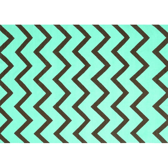 Ahgly Company Indoor Rectangle Abstract Turquoise Blue Contemporary Area Rugs, 2' x 5'