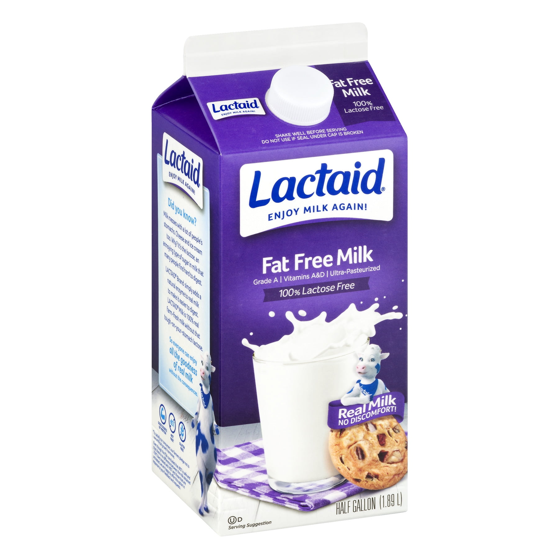 Lactaid, 100% Lactose Free Fat Free Milk, Half Gallon - Walmart.com - Walmart.com Lactaid, 100% Lactose Free Fat Free Milk, Half Gallon - Walmart.com - Walmart.com