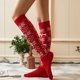 thumbnail image 3 of Qarigey 1 par de medias por encima de la rodilla para mujer, copo de nieve, fiesta de otoño e invierno, calcetines ajustados de punto para Type2 NO2, 3 of 6