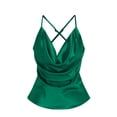 thumbnail image 5 of TGSLY Women's Silk Satin Camisole Silky Soft Cowl Neck Solid Color Shirts Lightweigh Thin Loose Casual Spaghetti Straps Sleeveless Tank Tops S, 5 of 9