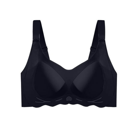 SMihono Caralush Bra Lushfitting Powerful Push-up Seamless Bra Smoothing No Underwire Anti Sagging Minimizer Bras for Women Black XL