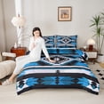 thumbnail image 4 of Homewish Rustic Westren Aztec Bedding Comforter Set,Retro Boho Tribal Twin Comforter Sets,Blue Black White Bedding Set For Men Women,Breathable Home Decor Reversible,2pcs, 4 of 8