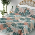 thumbnail image 3 of Ambesonne Tropical Fitted & Flat Sheet with Shams 4 Pcs Set, Palm Leaves Line Art Plot, Full, Dark Cadet Blue and Almond, 3 of 5