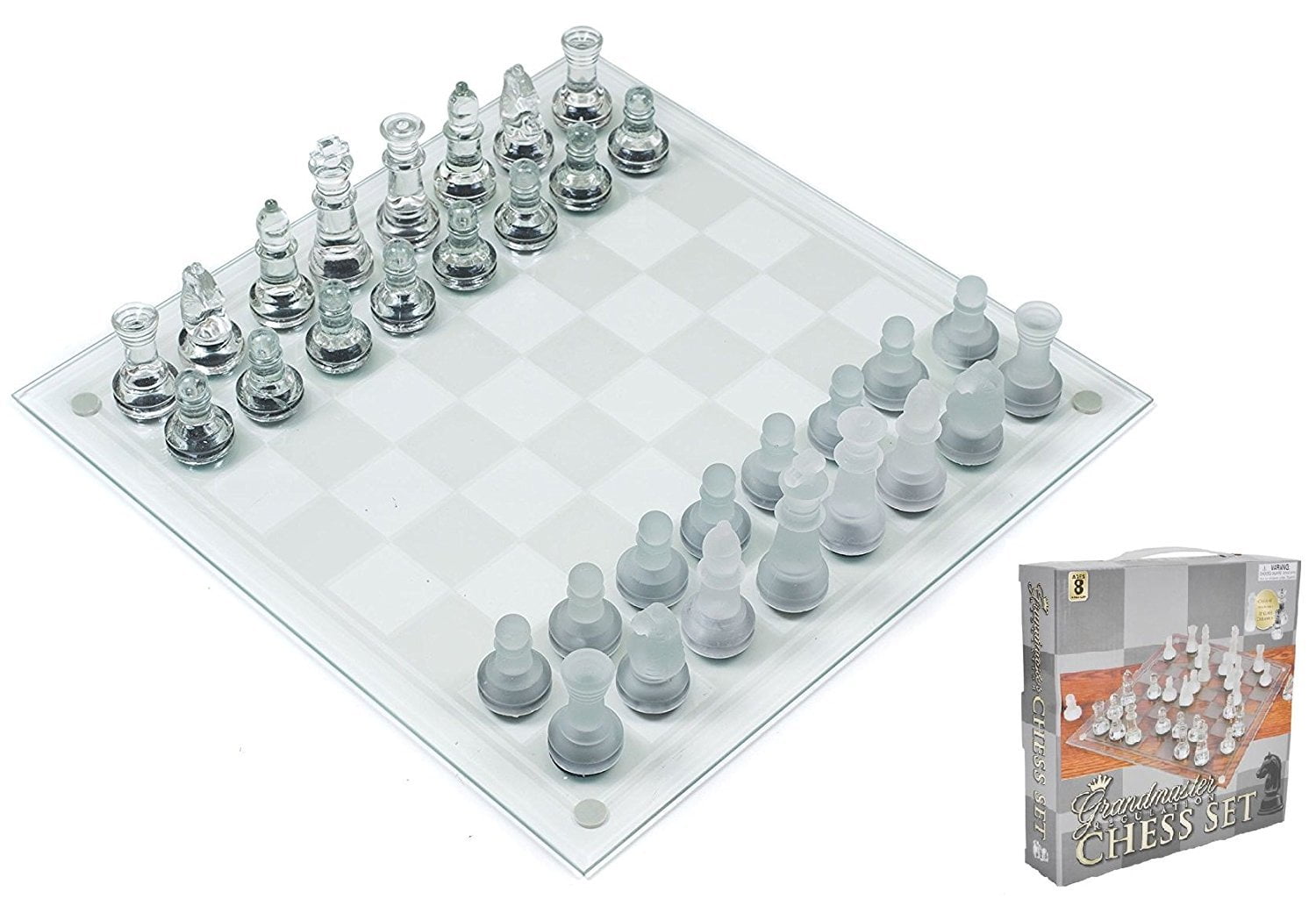 RR Traditional Glass Chess Set Game 32 Pieces Gift Party Fun Lockdown 