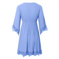 thumbnail image 4 of Nightgowns for Women Elbow Sleeve Lace V Neck Bow Center Ruffle Flowy Silky Pajama Dress Sleepwear, 4 of 4