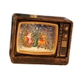 thumbnail image 4 of Globo de nieve navideño con forma de TV, linterna, caja de música iluminada para mesa de fiesta de Navidad Carro de ciervos Retro Gold, 4 of 7