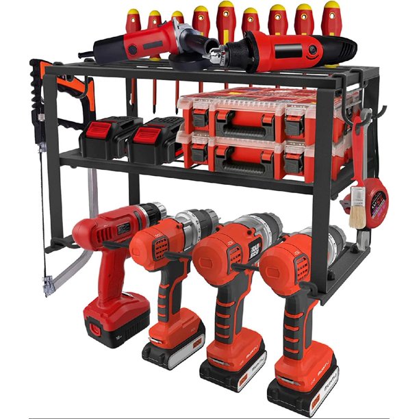 Power Tool Organizer, Holds 4 Power Drills, Cordless Drill Rack Wall