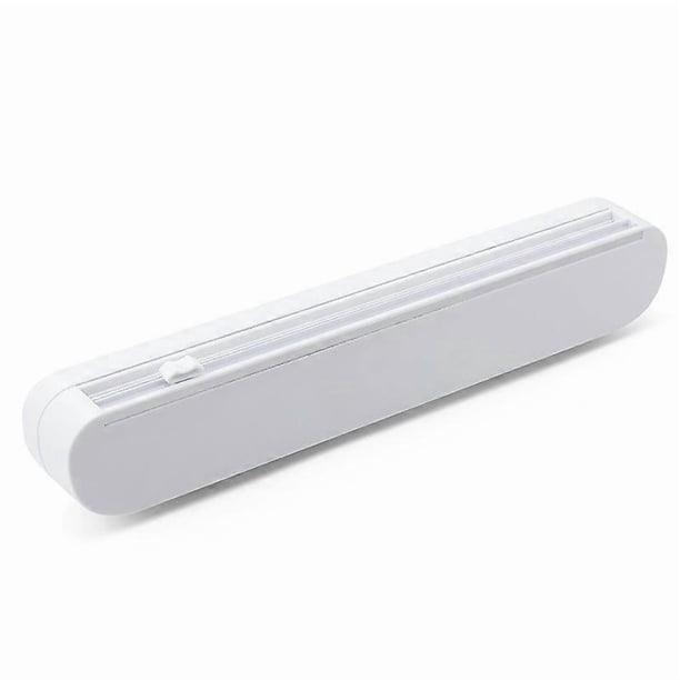 with Slide Cutter, Food Wrap Cutter, Reusable Cling Film Cutter Dispenser Double Elastic Buckle Adjustable Length