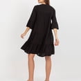 thumbnail image 4 of QUYUON Women Tunic Swing Dress Casual Loose V-Neck Puff Short Sleeve Summer Dresses Pleated A-Line Ruffle Dress Cocktail Party T-Shirt Short Dresses Beach Sundress, Black S, 4 of 7