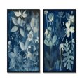 thumbnail image 2 of Designart "Vintage Botanicals Faded Blue Wildflowers II" Abstract Botanicals Framed Wall Art Set Of 2 - Modern Blue Frame Gallery Set For Office Decor, 2 of 6