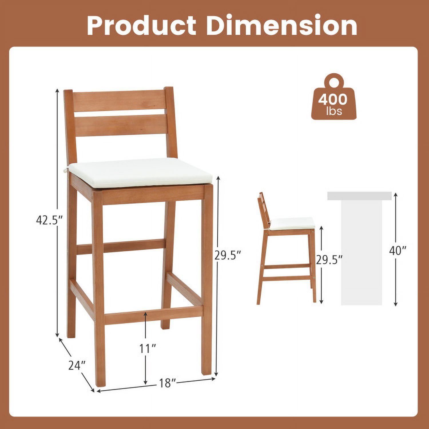 Aimee Lii Set of 2 Outdoor Wood Barstools with Soft Seat Cushion, Outdoor Patio Furniture, Off White Aimee Lii Set of 2 Outdoor Wood Barstools with Soft Seat Cushion, Outdoor Patio Furniture, Off White