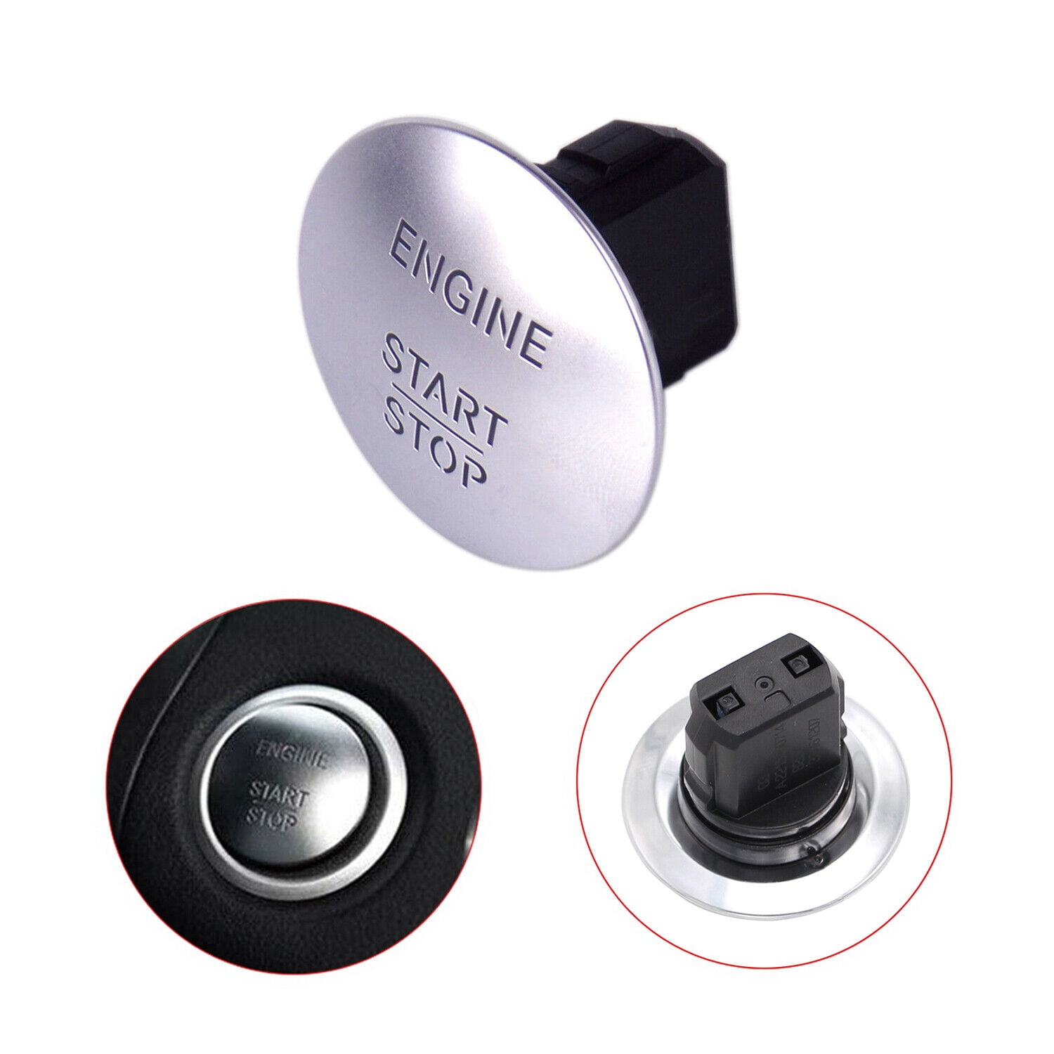 Bouton Start/Stop Mercedes (référence 2215450714) - Pour Démarrage Moteur, Couleur Gris, Neuf, Garantie 1 An, Origine Allemagne
