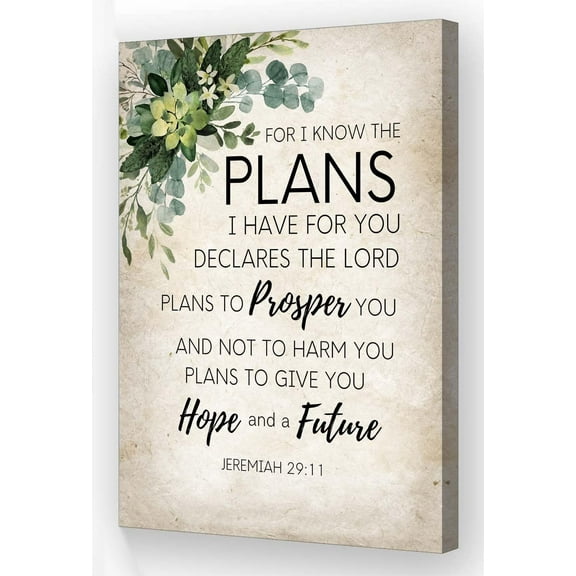 For I Know The Plans I Have for You Bible Verse Wall Art Framed Motivational Quote Poster Retro Religious Christian Pictures Wall Decor