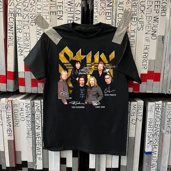 Styx Band SIGNED black T-shirt Unisex All sizes short sleeve S-5Xl XX319