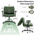 thumbnail image 2 of Nexthro Criss Cross Chair,Cross Legged Chair with Wheels and Arms,27" Wide Seat Office Desk Chair with Flipable Back Cushion,Mid Back Beige Swivel Chair for Home Office,Bedroom Vanity(Green), 2 of 6