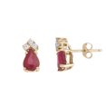 thumbnail image 2 of 14k Yellow Gold Ruby And Diamond Pear Shaped Earrings, 2 of 3