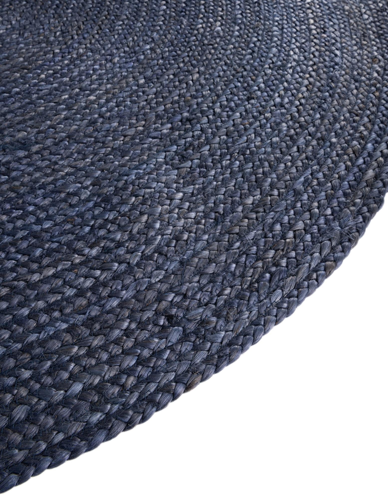 Unique Loom Braided Jute Collection Area Rug - Dhaka (5' 1" Round Navy Blue)