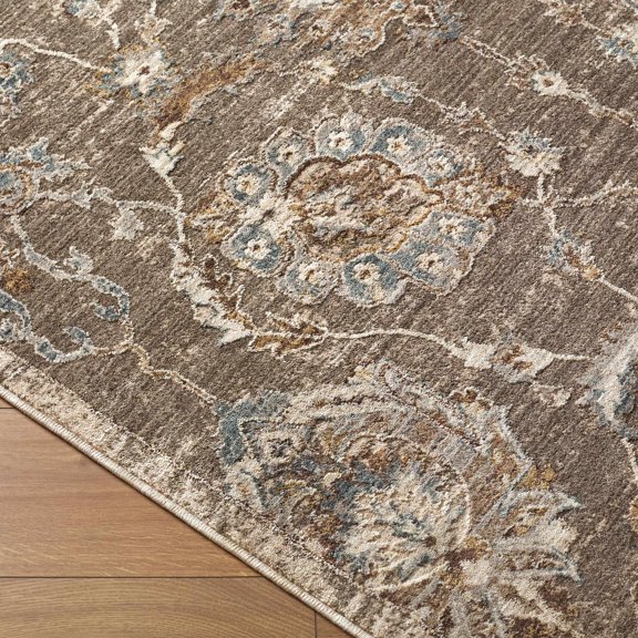 Hauteloom Sibelius Living Room, Bedroom Area Rug - Floral Traditional Medallion - Traditional Oriental Transitional - Gray, Beige, Brown - 10' x 13'11"