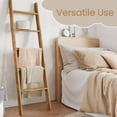 thumbnail image 5 of LEDREM 5-Tier Decorative Blanket Ladder and Ladder Shelf, Rustic Farmhouse Leaning Rack for Blankets, Towels, or Home Decor, Honey Brown, 5 of 6
