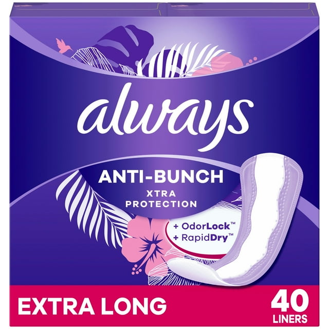 Always Anti-Tassement Xtra Protection Protège-Dessous Quotidiens, Longueur Extra Longue, Sans Parfum