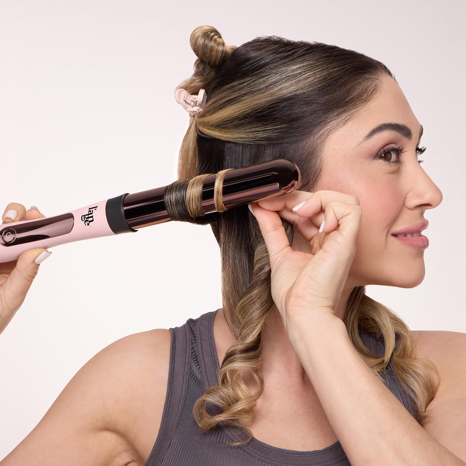 L'ange Hair Le Curl 1 Inch Titanium Curling Wand, Pink photo 5
