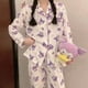 thumbnail image 3 of Sanrioed Kuromi 2 uds conjunto de pijamas Anime Kawaii Pochacco camisetas de algodón pantalones para mujeres primavera niñas estudiante ropa de casa Casual suelta, 3 of 7