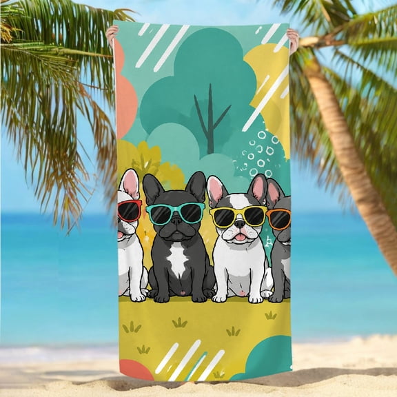 RKSupls French Bulldogs In Sunglasses Oversized Microfiber Beach Towel - Machine Washable Ultra-Soft Microfiber, Ideal for Bathroom beach yoga 30x60 in