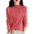 thumbnail image 2 of Mock Neck Tops for Women Long Sleeve Dressy Casual Lightweight Basic Knitted Pullover Sweater Pink XL, 2 of 6
