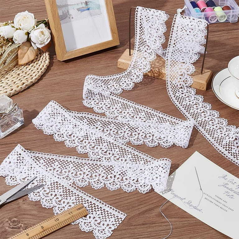 White Heart Embroidery Lace Trim - 15 Yards Of Polyester Ribbon For Sewing & Crafts (0.39" Wide)