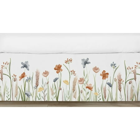 UPC: 0846480098669 | Watercolor Floral Garden Sage Green Dust Ruffle Crib Skirt by Sweet Jojo Designs