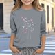 thumbnail image 1 of Blusas y camisas de cuello redondo y manga larga para niños, blusas/camisas de poliéster con estampado de corazones, mangas 3/4 y cuello redondo, elegantes e informales., 1 of 5