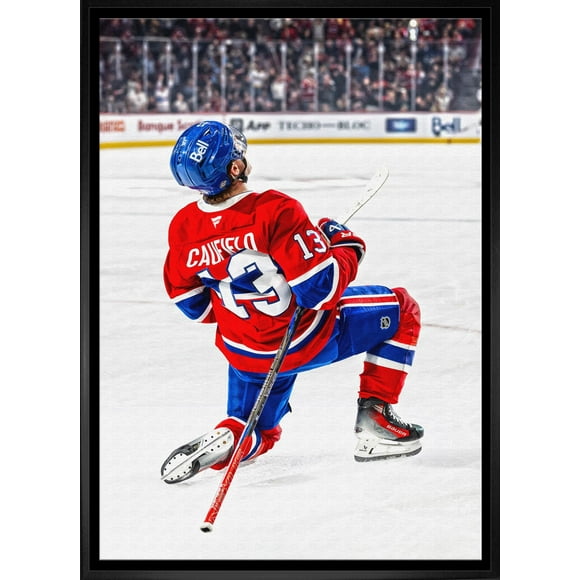 Cole Caufield 20x29 Unsigned Framed Canvas Canadiens Celebration