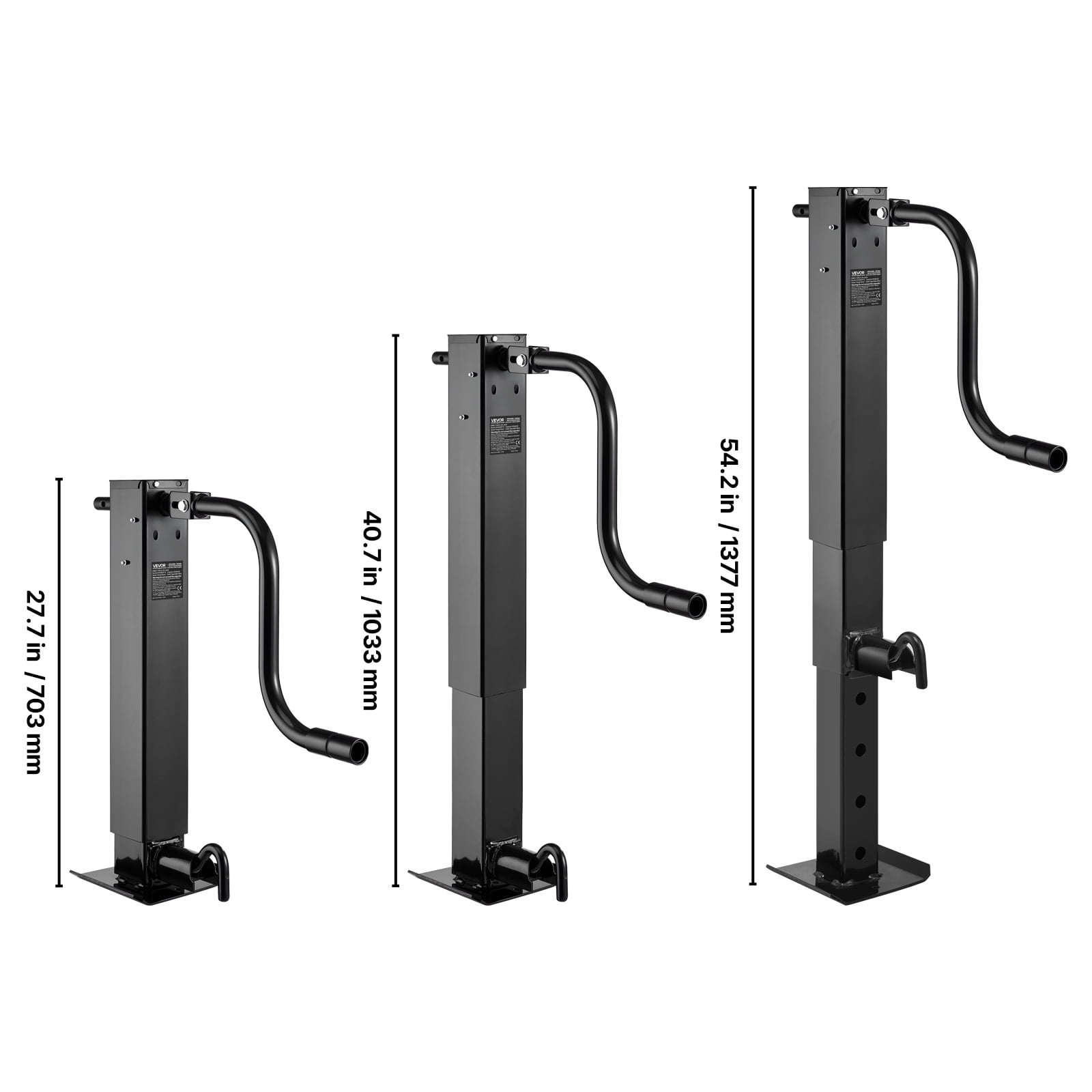VEVOR Heavy-Duty Trailer Jack, 12,000 lbs Load Capacity, Sidewind Square Direct Weld-on Trailer Jack with Handle Crank, Adjustable Drop Leg, 26-Inch Travel for Lifting RV, Utility, Yacht Trailers