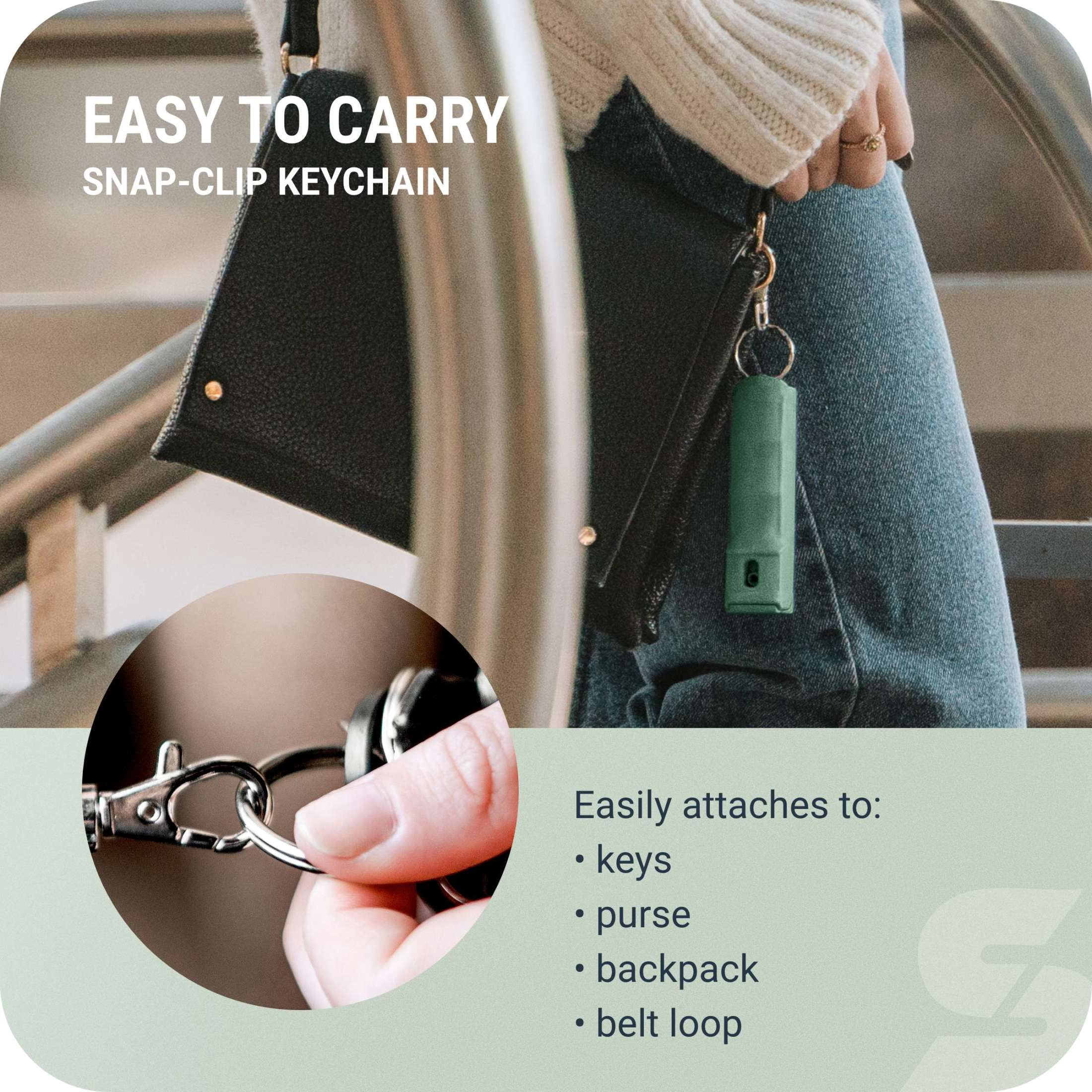 SABRE Fast Flip Top Pepper Spray with Snap-Clip Keychain, Chambray