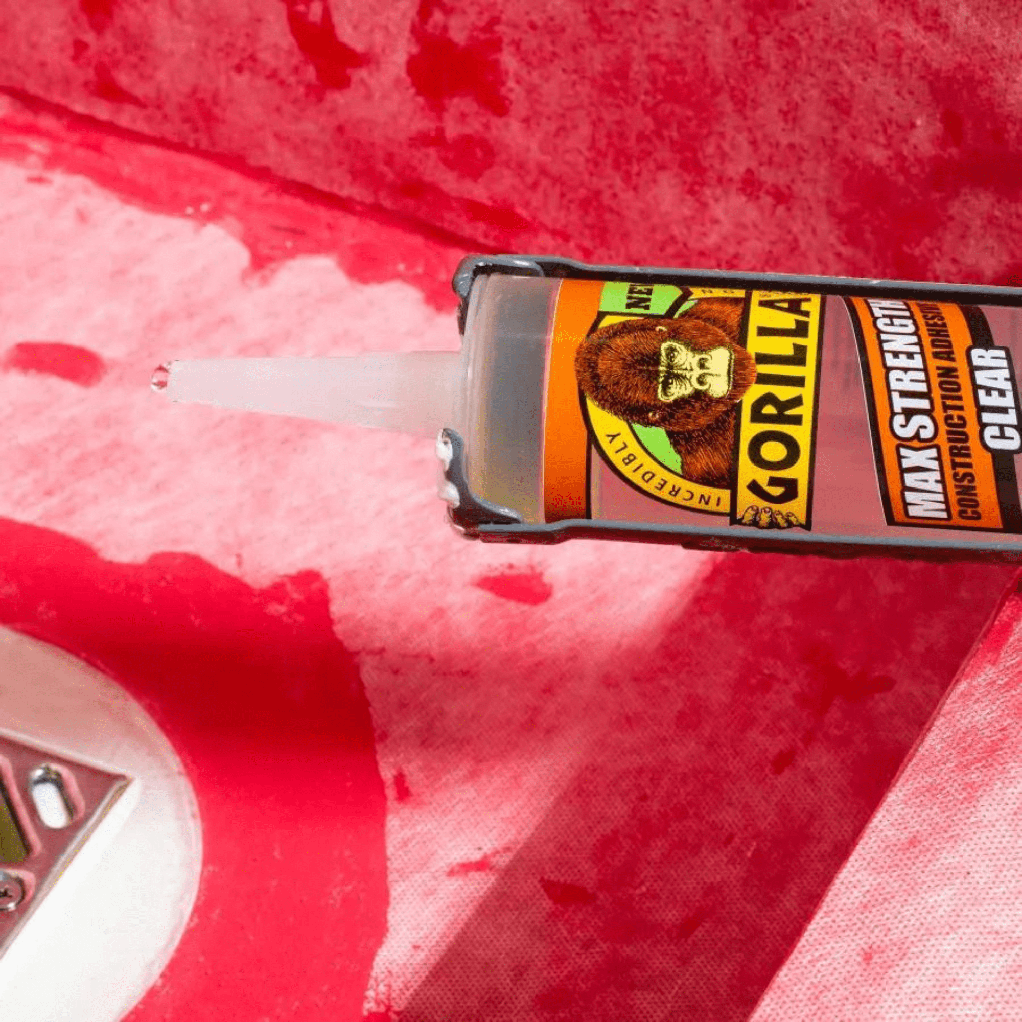 (4 pack) Gorilla Glue Clear Max Strength Construction Adhesive, 9 Ounce Size Cartridge, 1 Count. Model 8212302