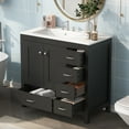 thumbnail image 5 of Harper & Bright Designs 36" Bathroom Vanity with Ceramic Sink Combo, Bathroom Cabinet with Ceramic Top and 5 Drawers & 2 Soft Close Doors, Black, 5 of 17