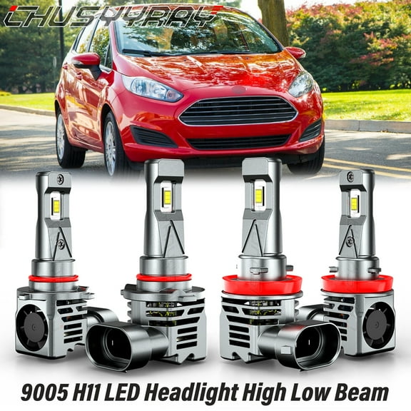 For Ford Fiesta 2011 2012 2013 9005 H11 LED Headlight High Low Beam Bulbs Kit 6000K White 4x